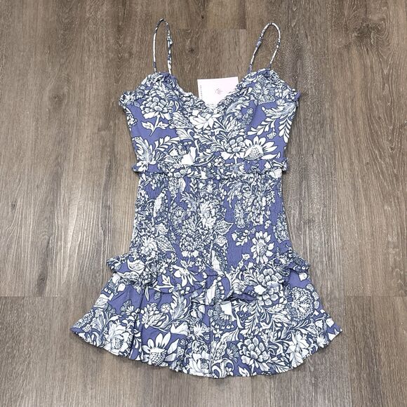 Hello Molly Dress Womens Small US 4 Floral Ruffle Smocked Party Mini NEW - Picture 3 of 14